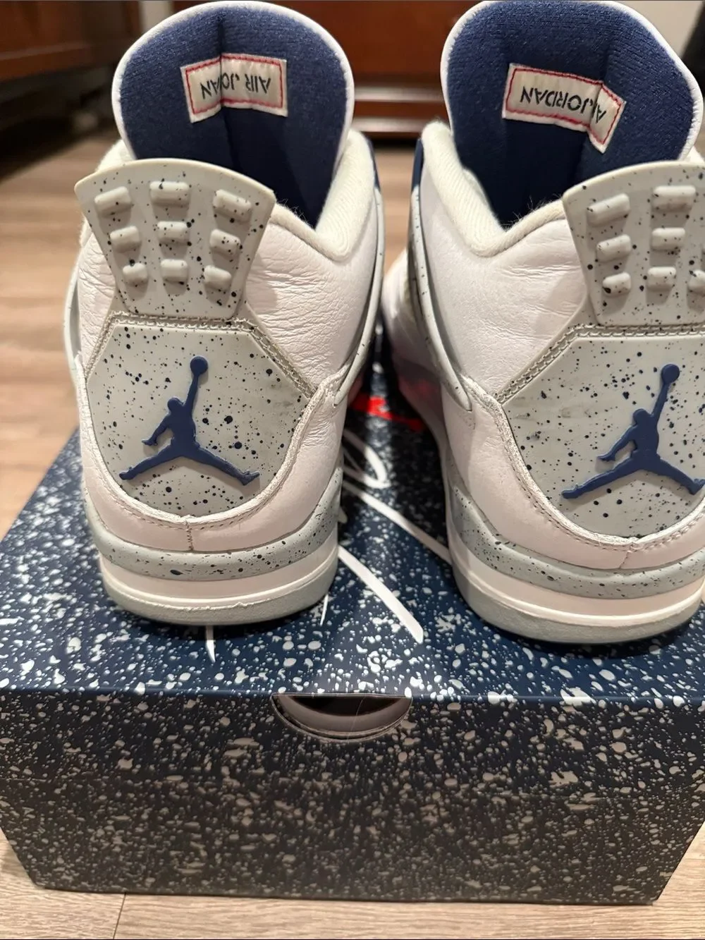 Jordan Men's White & Navy Retro Basketball Sneakers